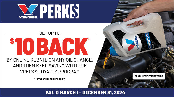 $10 Back on Valvoline Oil Change with VPerk$