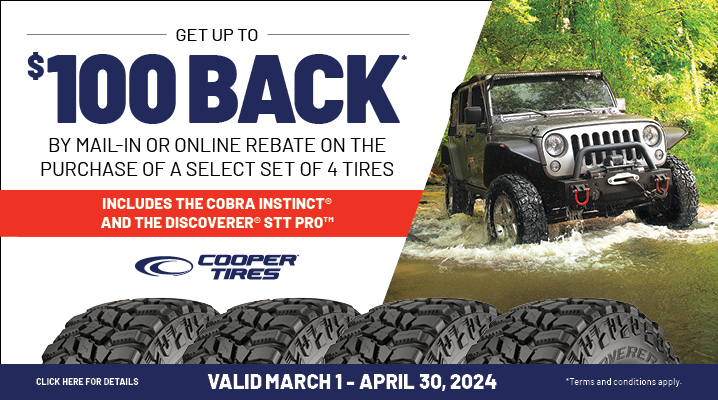 Tire Rebate: $100 Back on Cooper Tires