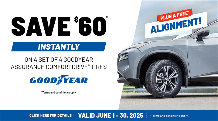 Goodyear Assurance Comfortdrive tires promo.Valid from June 1st till 30th June