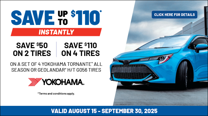 Offers on Yokohama Tires: Valid from Aug 15th - Sep 30th 2025
