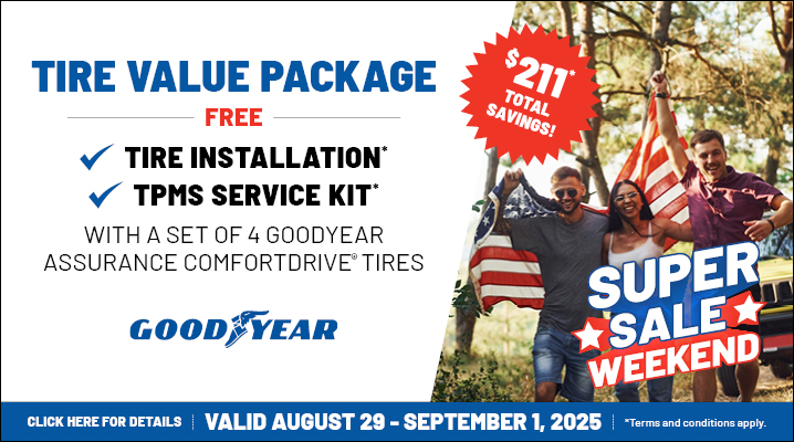 Goodyear tires offers. Valid from Sep 1st - Sep 30th 2025
