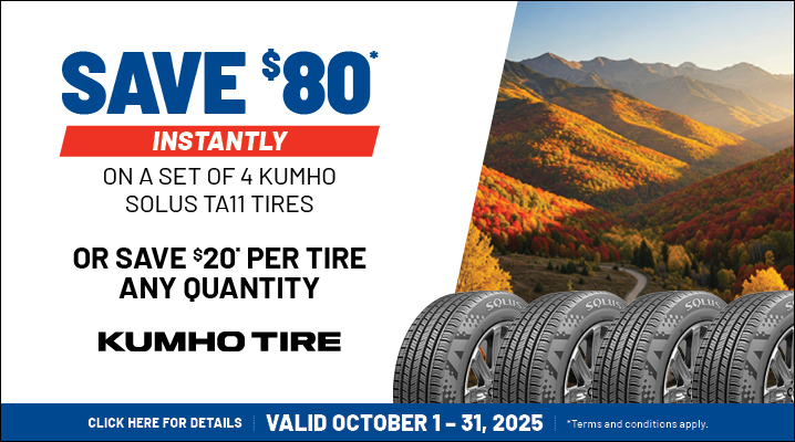 Kumho Tires Promotions: Save $80 instantly